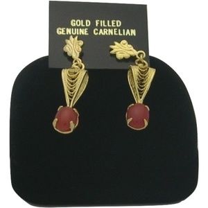 😀 New Old Stock 1970s Gold Fill Carnelian Earring